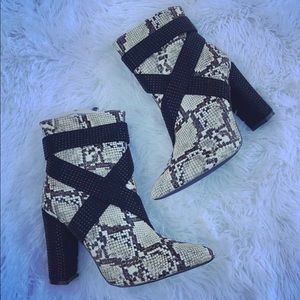 Snake print bootie